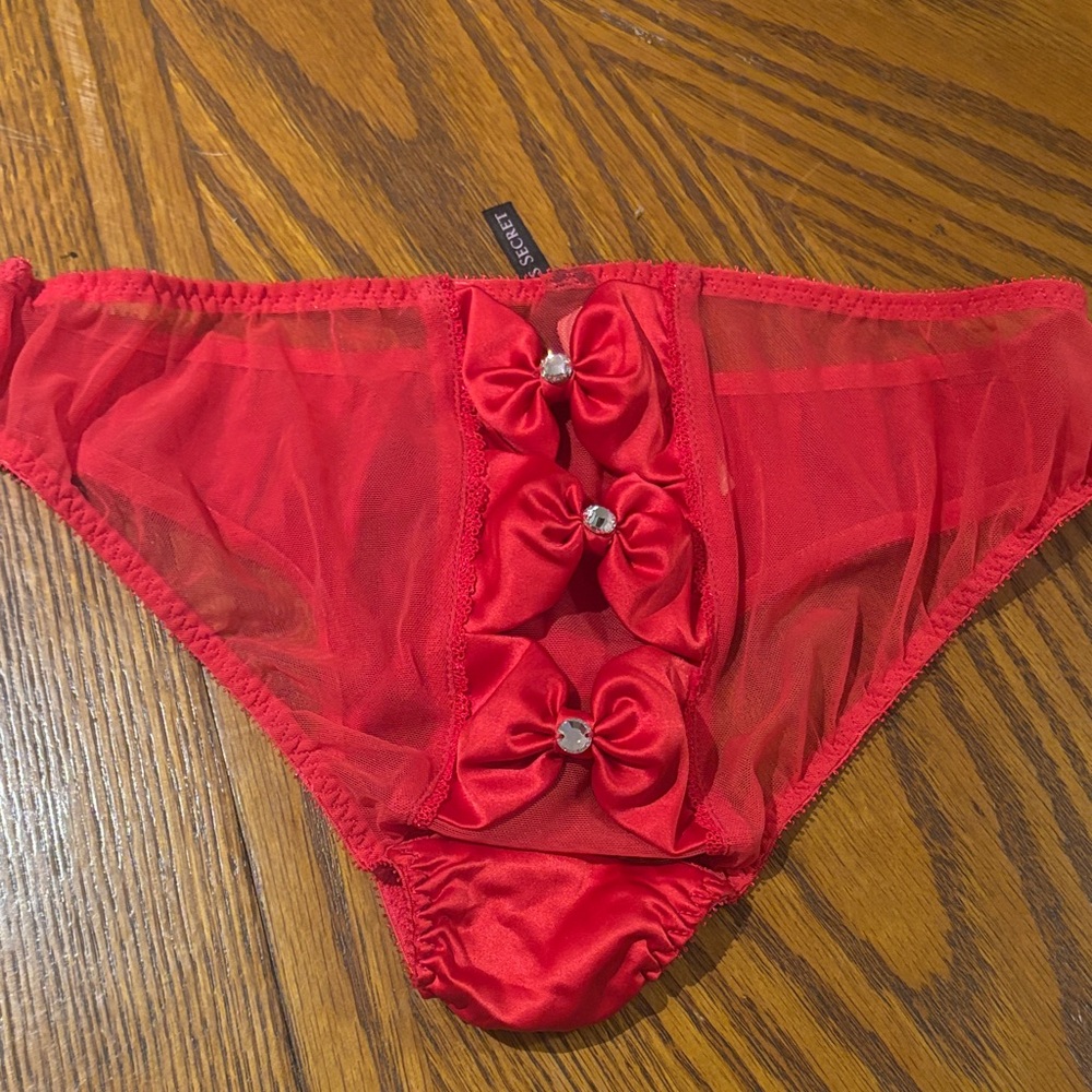 Victoria secret red bow panty